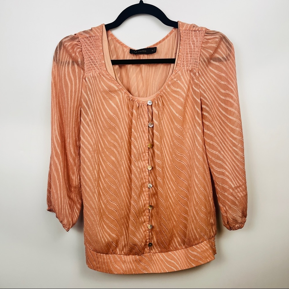 THE LIMITED Two-Piece Tank & Textured Blouse in Salmon Size XS